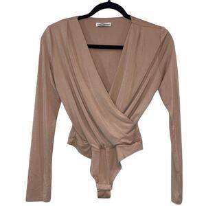 Dainty Hooligan Nude Wrap Bodysuit Small Clean Girl Aesthetic Long Sleeve